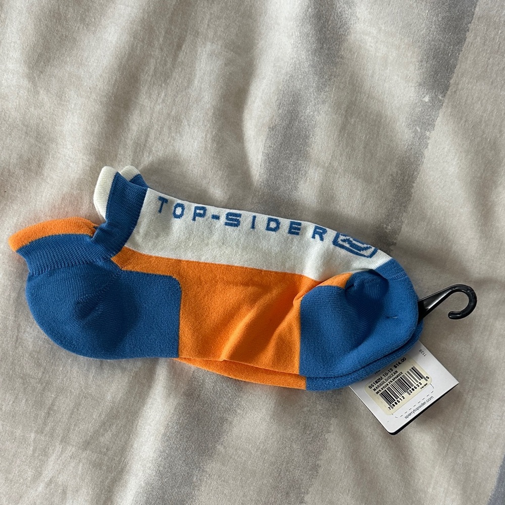 Sperry Top-Sider Men's Low-Cut Double Tab Ankle Socks 10-13 New Marigold Ocean